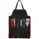 Delantal Asado Parrilla Negro Con 9 Herramientas