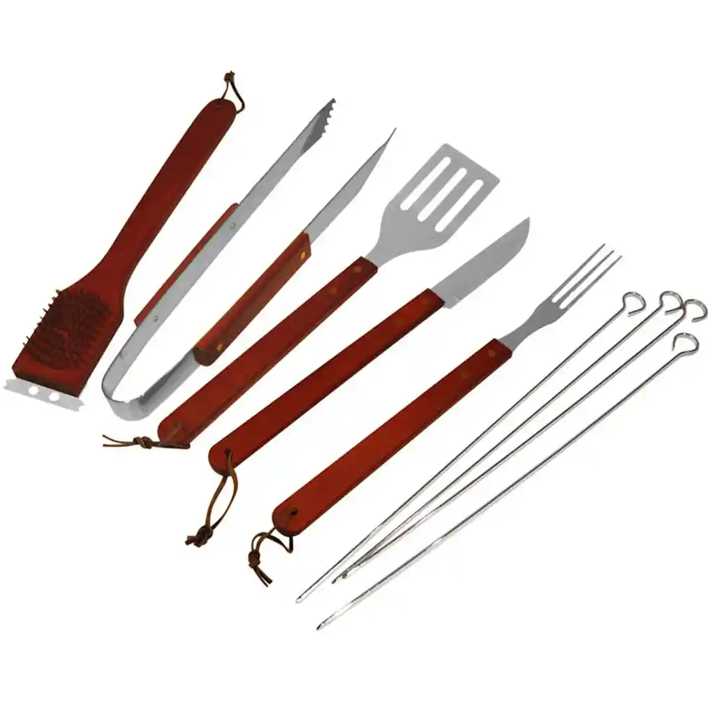 Delantal Asado Parrilla Negro Con 9 Herramientas