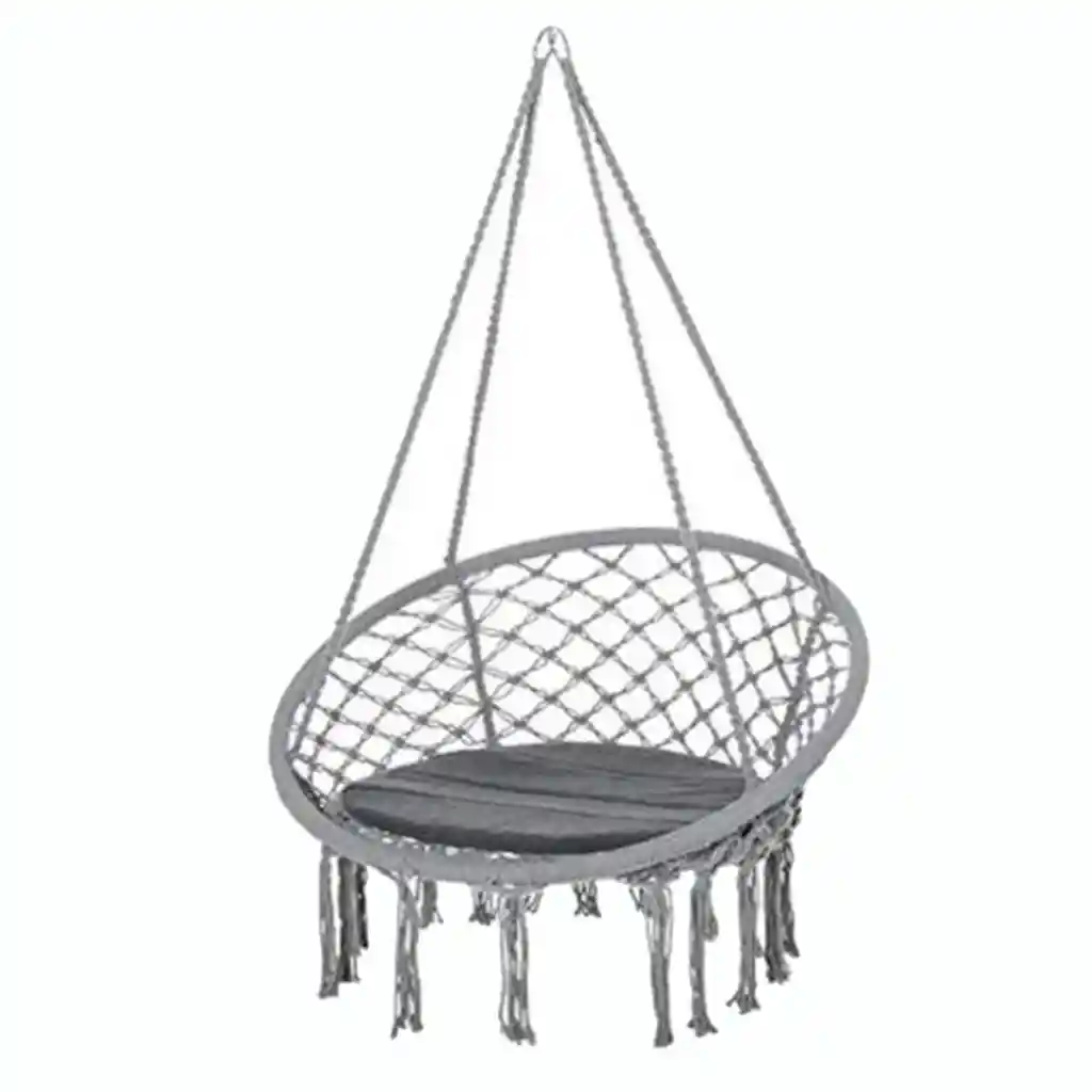 Hamaca Silla Columpio Algodón Gris 80 X 70 Cm