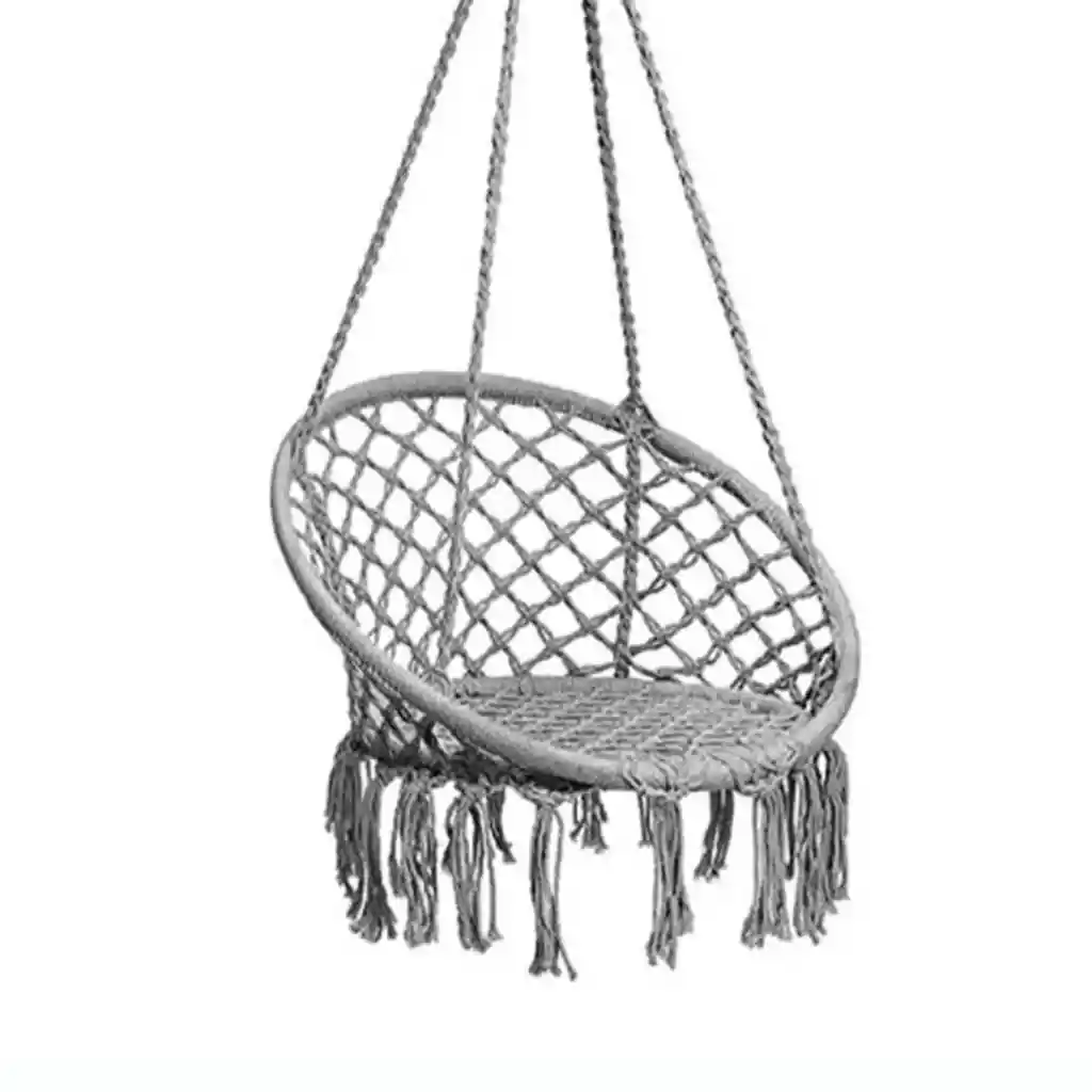 Hamaca Silla Columpio Algodón Gris 80 X 70 Cm