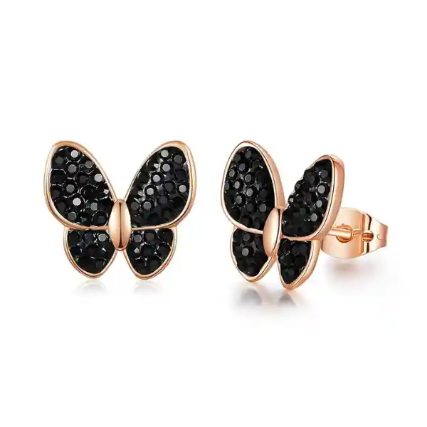 Aros Mariposa Black Cristales