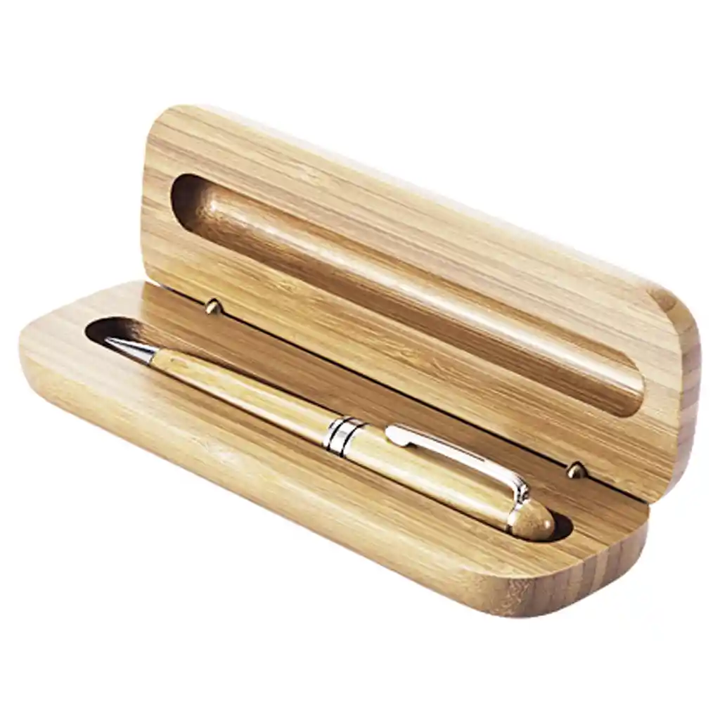 Set Bolígrafo Lapiz Estuche De Bambú Deluxe