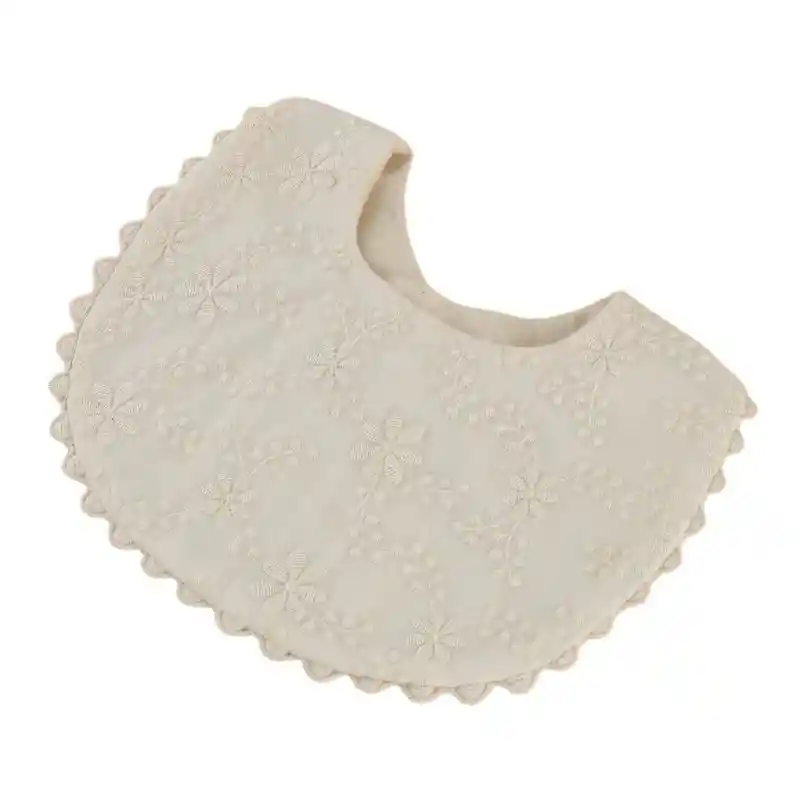 Babero De Algodón Bordado De Flores