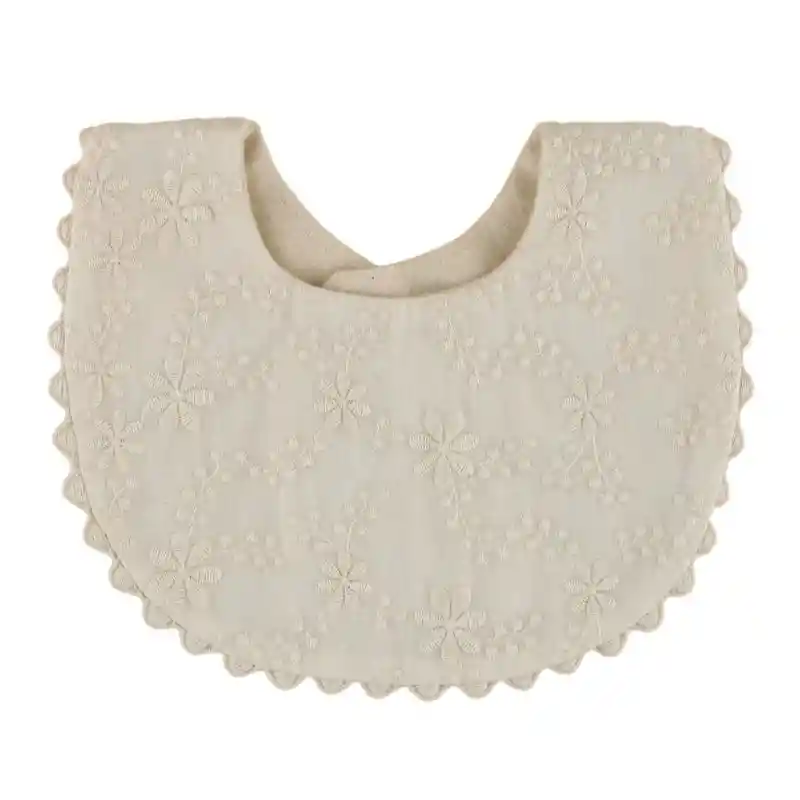 Babero De Algodón Bordado De Flores