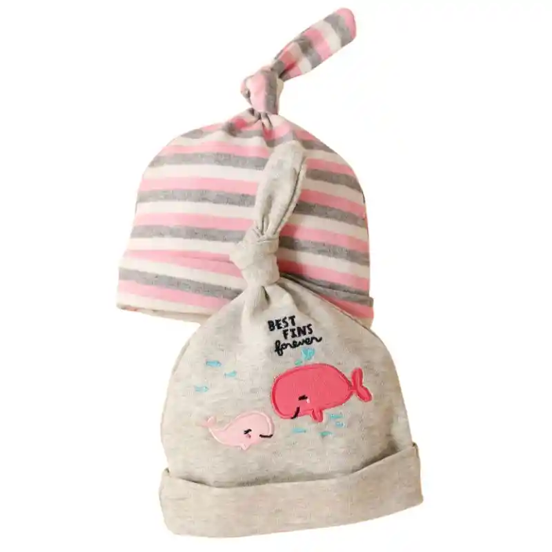 Gorro 100% De Algodón Para Bebé 0 A 6 Meses Tipo Duende (2 Unidades)