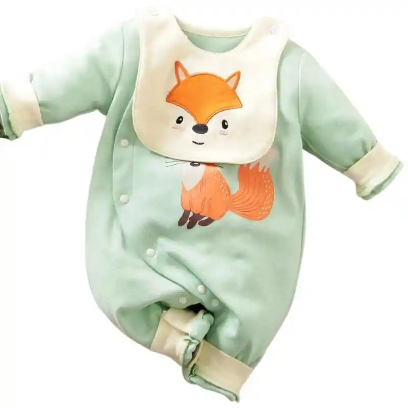 Enterito Estampado Zorro Color Menta Con Babero 0 A 3 Meses