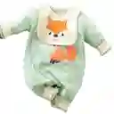 Enterito Estampado Zorro Color Menta Con Babero Bebé 3 A 6 Meses