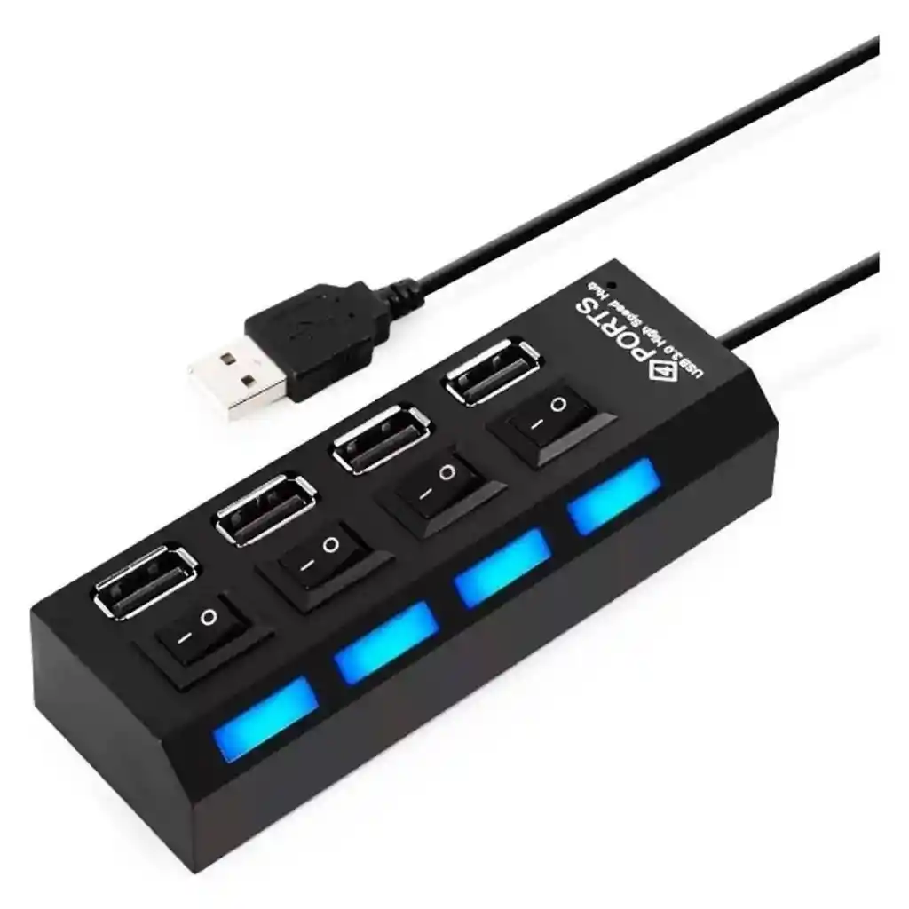 Hub Irm Usb 4 Puertos Independientes Con Interruptor Y Led