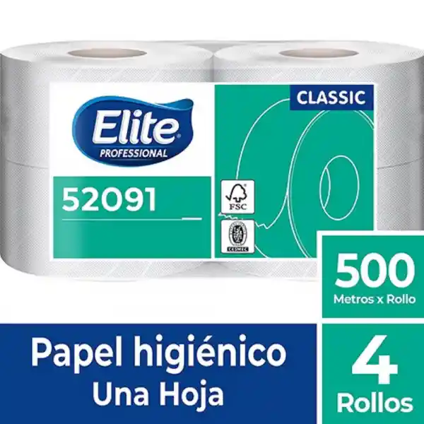 Papel Higiénico Rollo Una Hoja 4 Un X 500 Mts Elite Professional