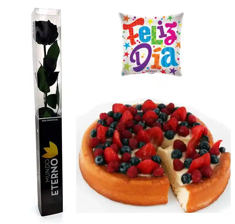 Del Día Rosa Preservada En Caja. Tartaletay Globito