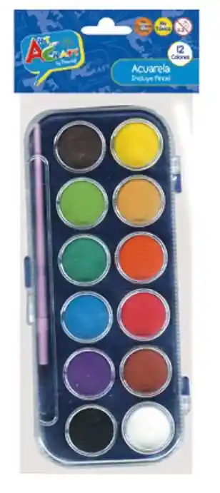 Acuarela 12 Colores Con Pincel Art&craft