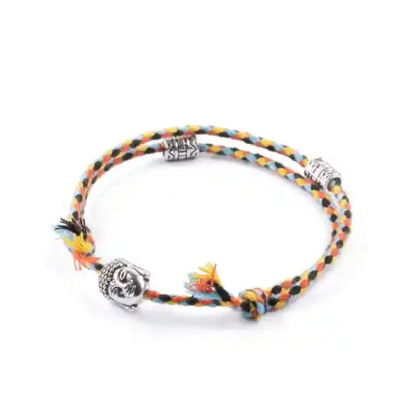 Pulsera Multicolor Étnico Con Cabeza De Buda - Amarillo