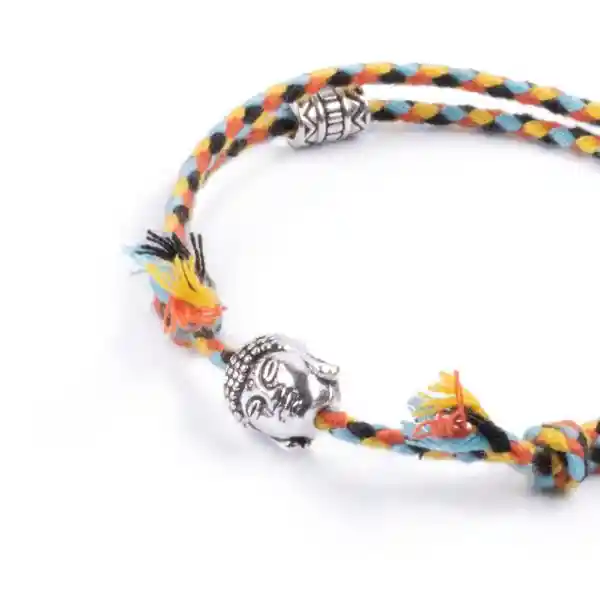 Pulsera Multicolor Étnico Con Cabeza De Buda - Amarillo