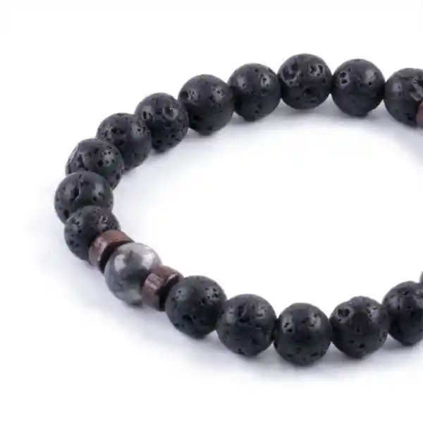 Pulsera De Piedra Volcánica Y Jaspe