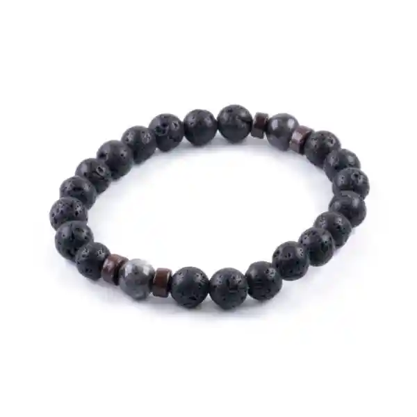 Pulsera De Piedra Volcánica Y Jaspe