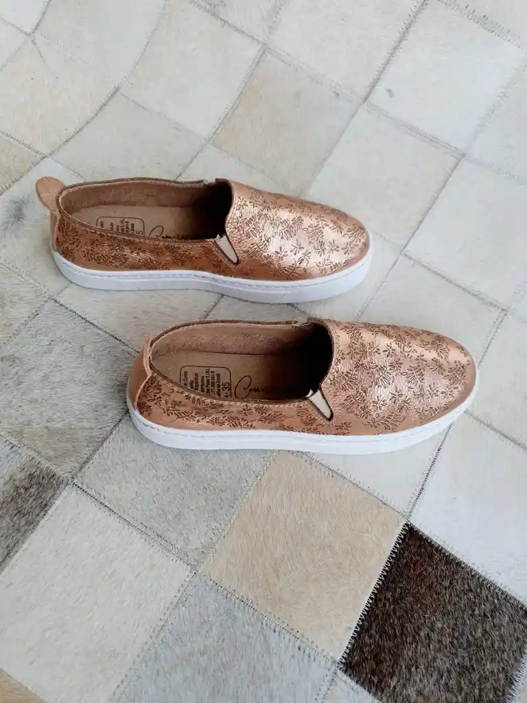 Zapatilla Cuero Cobre Talla 37