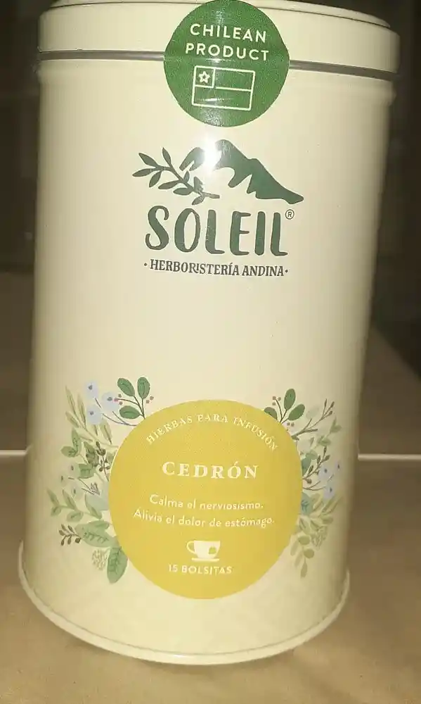 Cilindro De Hierbas Para Infusion Cedron 15 Bolsitas Soleil