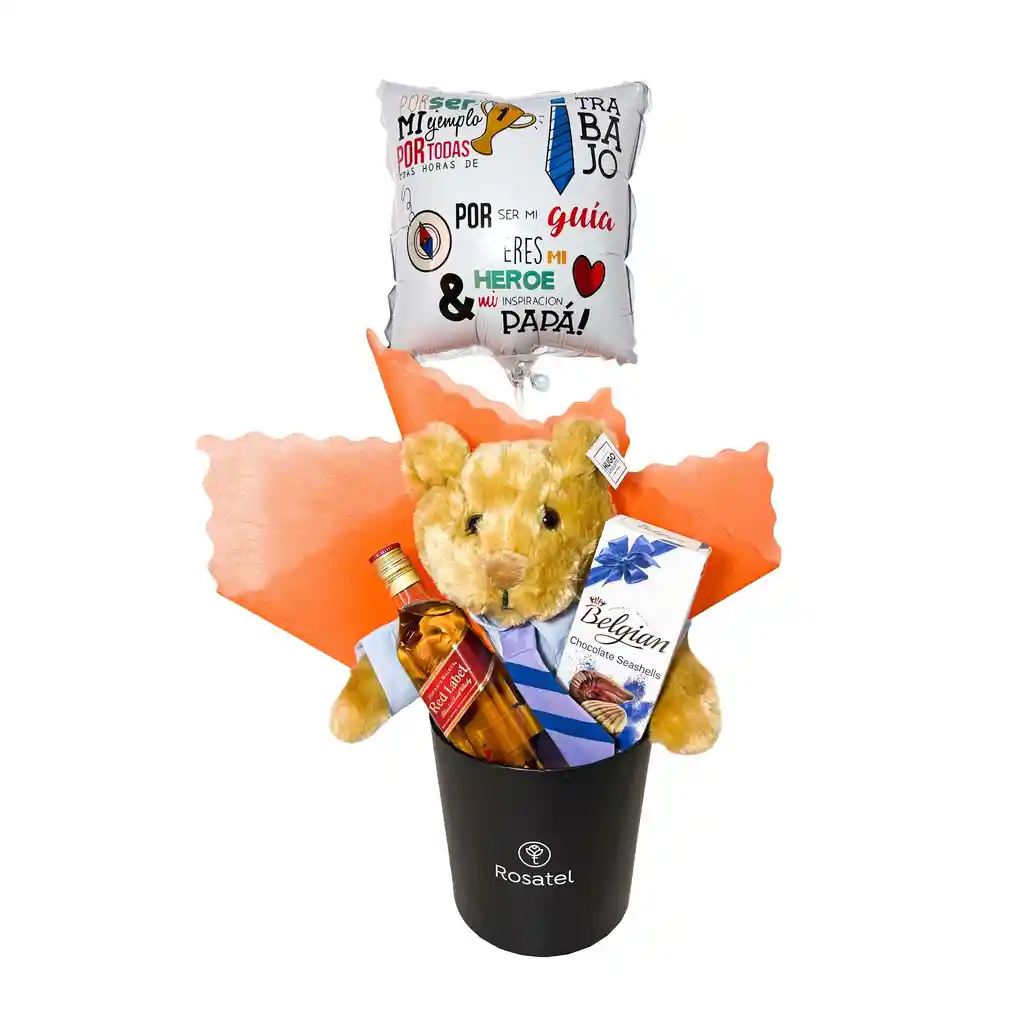 Hugo Mediano Ejecutivo, Whisky Jw Red Pequeñ , Chocolate Belgian Y Globo Papá