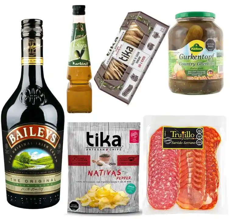 Baileys, Surtido Serrano, Galletas Crackers, Papas, Pepinillos Y Aceite