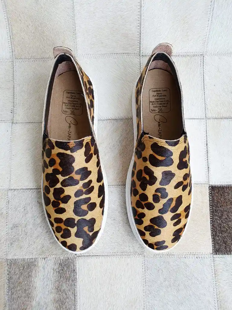 Zapatilla Cuero Leopardo Talla 38