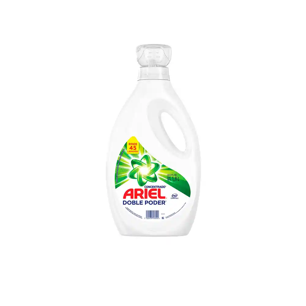 Ariel Detergente Liquido Concentrado Doble Poder1.8 Litros