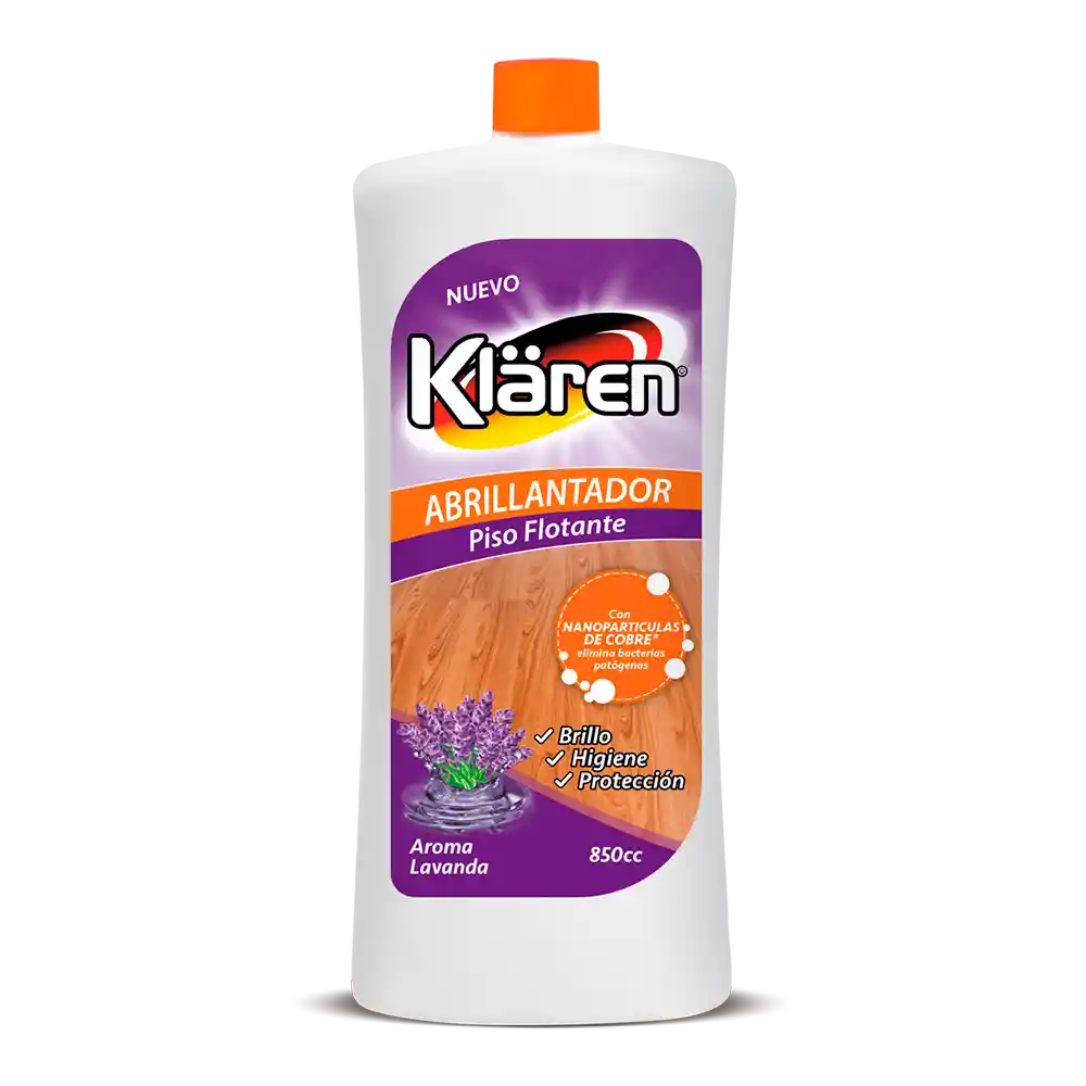 Klaren Abrillantador Piso Flotante Lavanda Nano Cobre850 Ml