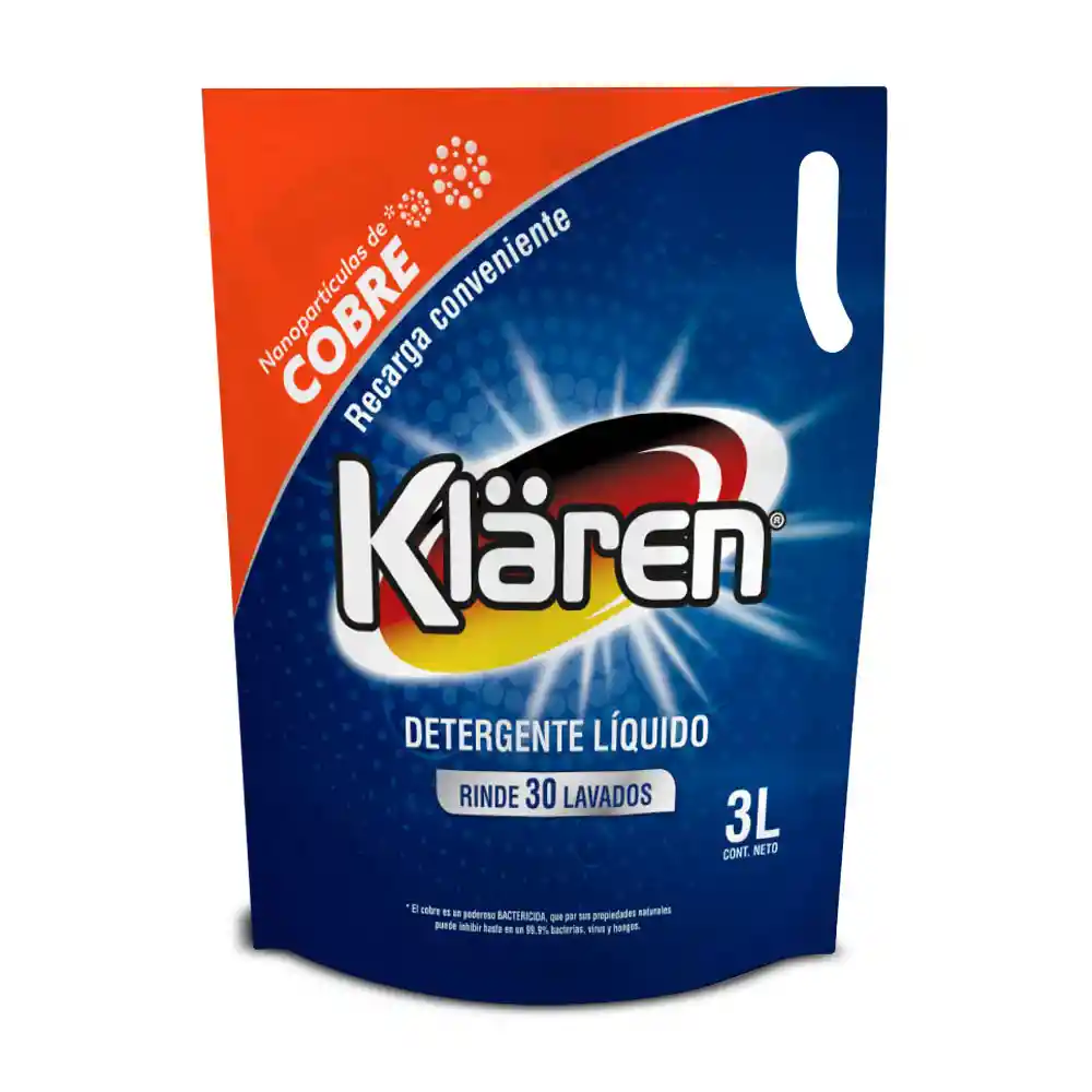 Klaren Detergente Liquido Nano Cobre Para Ropadoypack 3 Litros