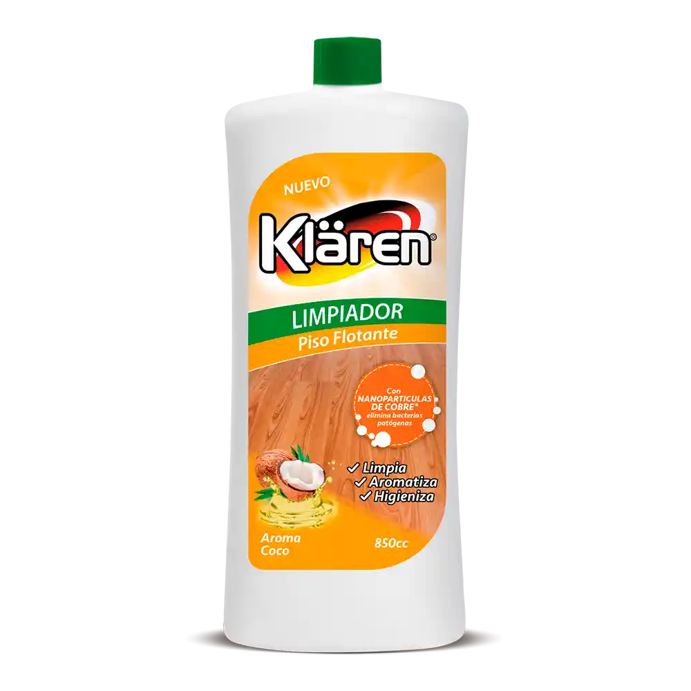 Klaren Limpiador Piso Flotante Coco Nano Cobre850 Ml