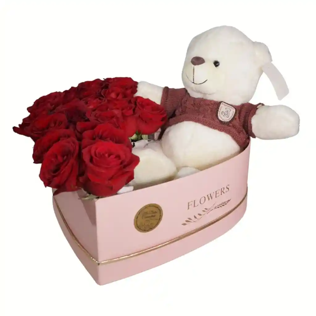 Box De Rosas Y Peluche