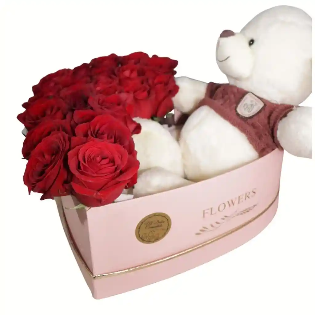 Box De Rosas Y Peluche