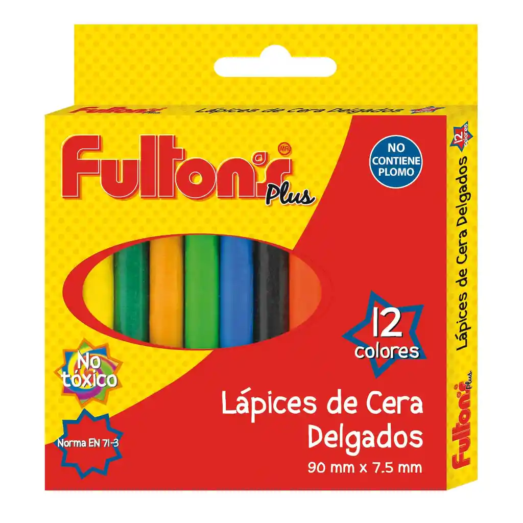 Lapices De Cera Delgados 12 Colores Fultons