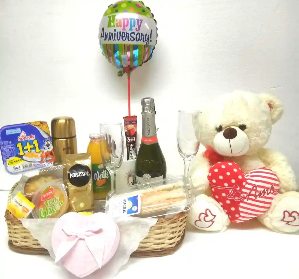 Desayuno Enamorados Con Peluche De 30cm