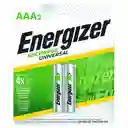 Pack 2 Pilas Aaa Recargables Energizer 700mha