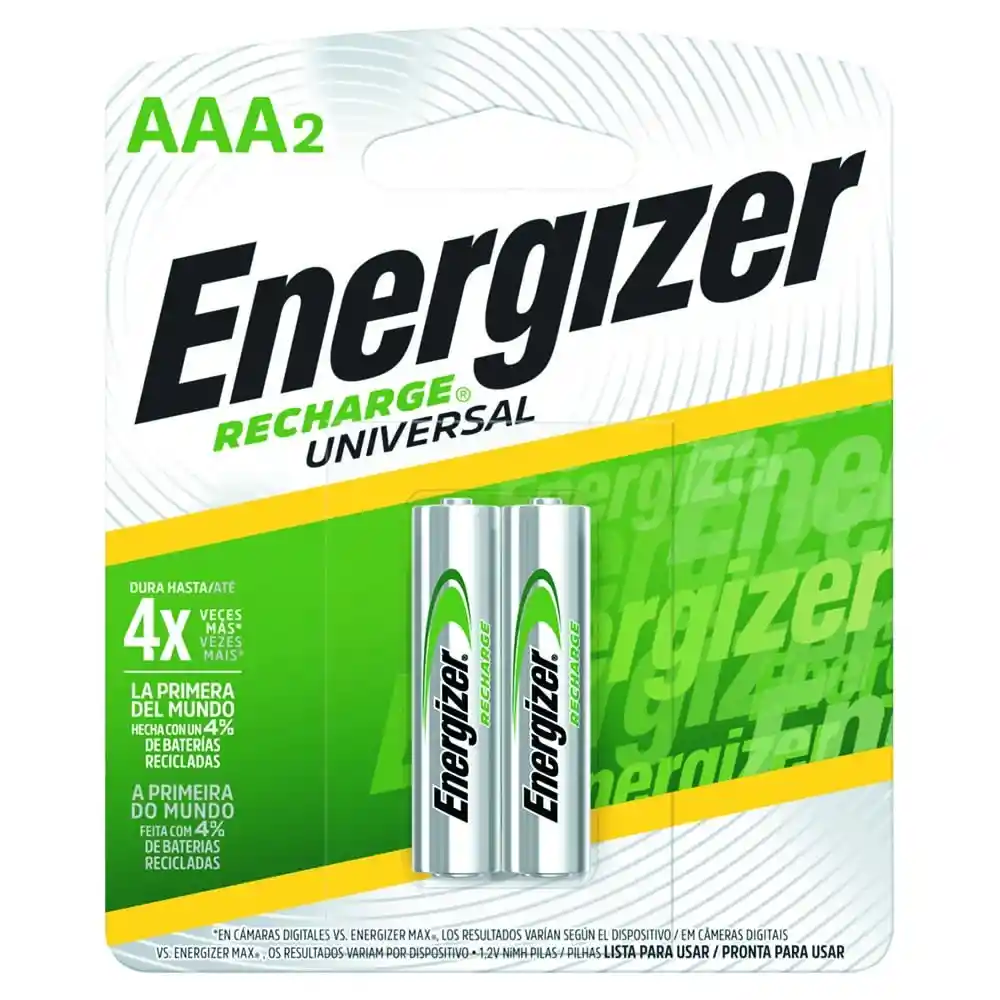 Pack 2 Pilas Aaa Recargables Energizer 700mha