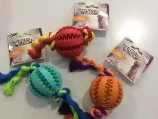 Pelota Con Dientes Y Cuerda 7cm Variedad Colores