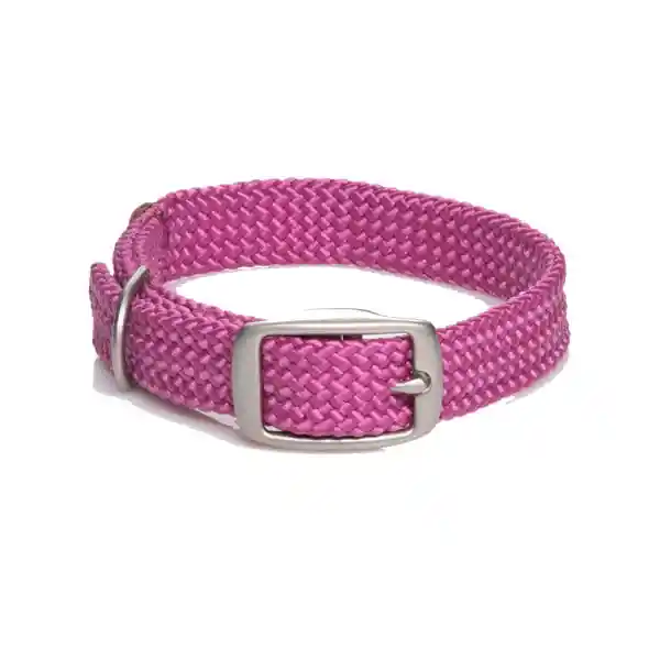 Mendota Pet Collar Trenzado Broche Plateado Raspberry L