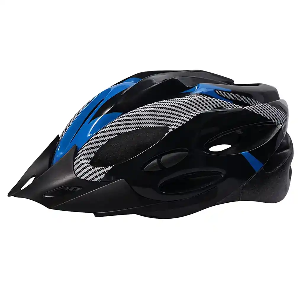 Casco Azul Bicicleta Profesional Full Seguridad Con Luz