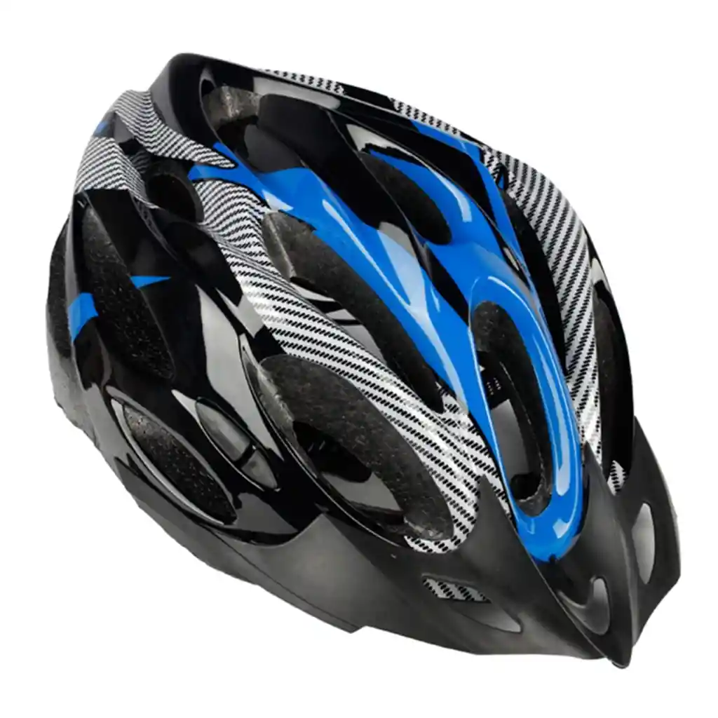 Casco Azul Bicicleta Profesional Full Seguridad Con Luz