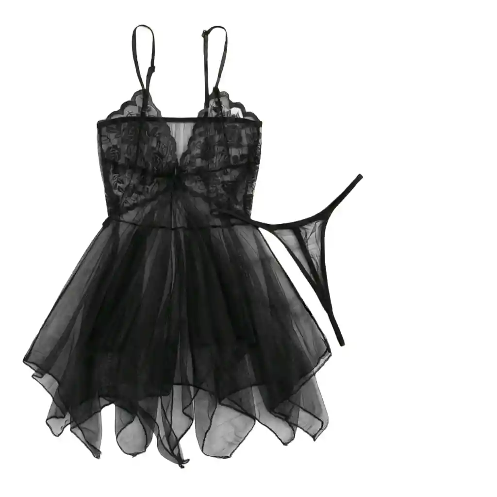 Baby Dolls Slips Color Negro Con Colaless Unitalla