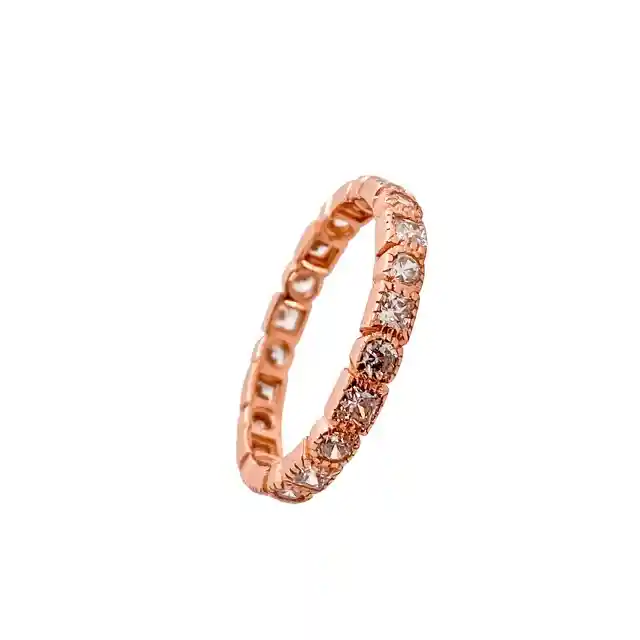 Anillo Cintillo Cuadrados Y Circulos De Circones Con Bano De Oro Rosado Talla 6