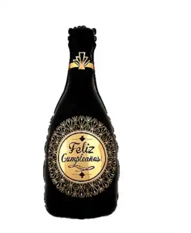 Globo Metalico Botella De Vino Negro 48x92 Cm