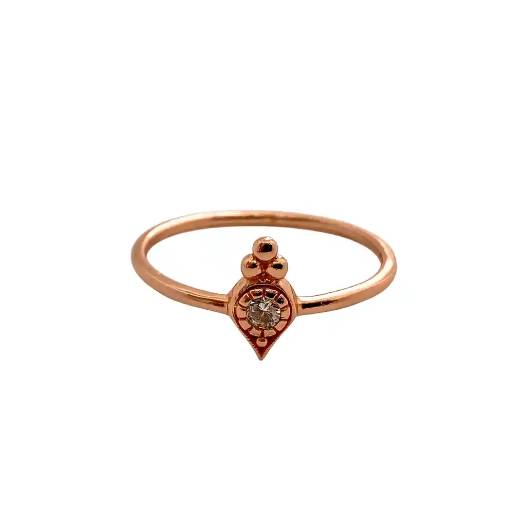 Anillo Circon Estilo Hindu Con Bano De Oro Rosado Talla 7