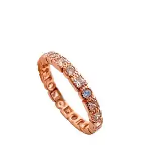 Anillo Cintillo Cuadrados Y Circulos De Circones Con Bano De Oro Rosado Talla 7