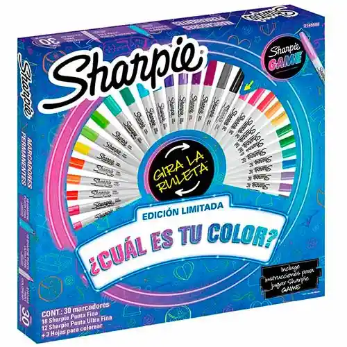 Set Ruleta 30 Colores Fine Game 18 Punta Fina 12 Ultra Fina 3 Hojas Colorear Sharpie