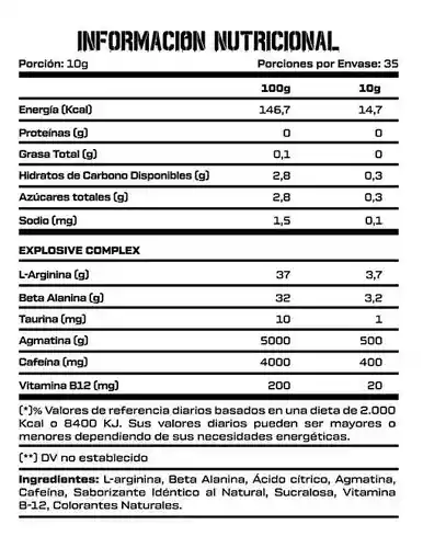 Pre Enteno No-explosive 35 Servicios. 400mg Cafeína.