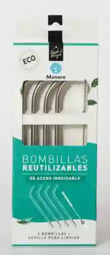 Manare - Bombillas De Acero Inoxidable Plata - Reutilizable