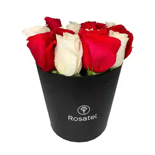 Sombrerera Negra Mediana Con 14 Rosas (rojas Y Blancas)