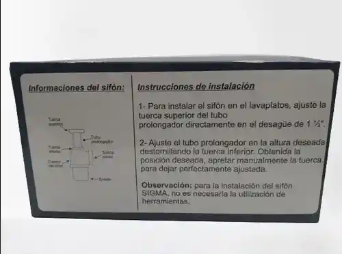 Sifon Plastico Lavaplato Salida Curva 1 1/2x50 (sigma)