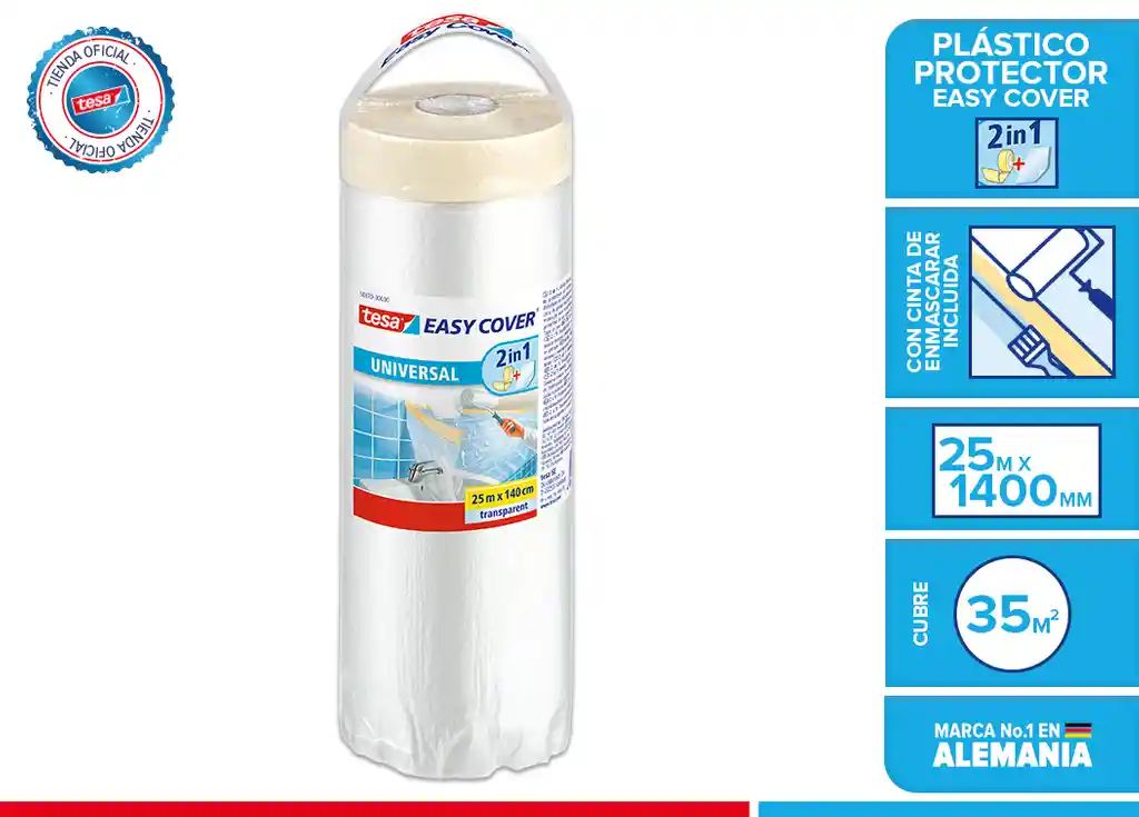 Tesa Plastico Protector Adhesivo2 En 1