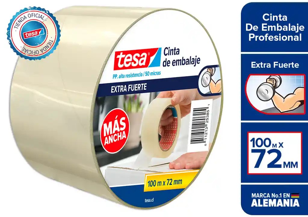 Tesa Cinta De Embalaje Profesionaltransparente 100Mx72Mm